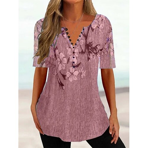Femme T shirt Tee Rouge Vert Gris Floral Imprimer Manche Courte Casual du quotidien Tuniques Rétro Vintage Col V Ample Fleur
Femme T shirt Tee Rouge Vert Gris Floral Imprimer Manche Courte Casual du quotidien Tuniques Rétro Vintage Col V Ample Fleur