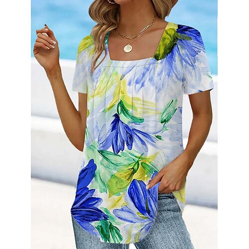 T shirt Tee Femme Jaune Bleu Violet Graphic Floral Imprimer Manche Courte du quotidien Fin de semaine basique Col Carré Normal Standard Peinture S
T shirt Tee Femme Jaune Bleu Violet Graphic Floral Imprimer Manche Courte du quotidien Fin de semaine basique Col Carré Normal Standard Peinture S