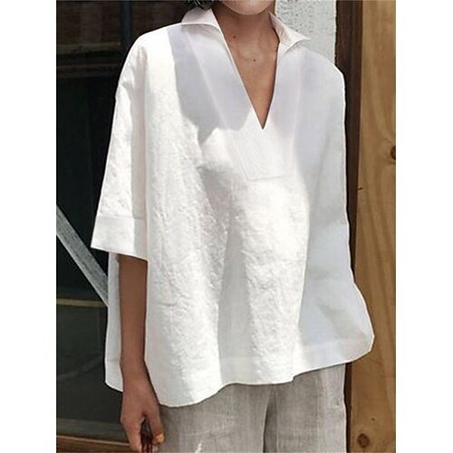 Per donna Plus Size loungewear Top Colore puro Di tendenza Informale Comoda Strada Appuntamento Aeroporto Cotone Traspirante Spacco a V Manica corta Estate Primavera Bianco Giallo
Per donna Plus Size loungewear Top Colore puro Di tendenza Informale Comoda Strada Appuntamento Aeroporto Cotone Traspirante Spacco a V Manica corta Estate Primavera Bianco Giallo