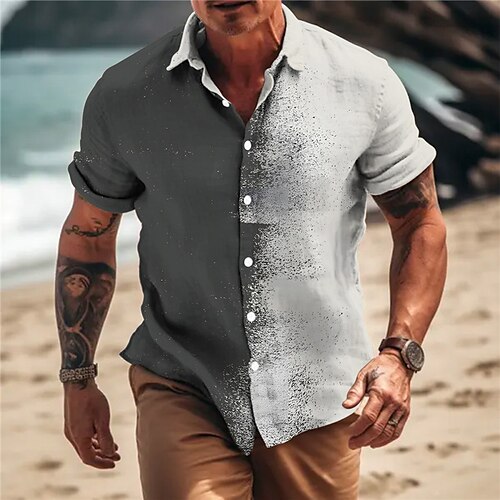 Men's Shirt Linen Shirt Gradient Graphic Prints Turndown Black Gray Outdoor Street Short Sleeves Print Clothing Apparel Linen Fashion Designer Casual Soft
Men's Shirt Linen Shirt Gradient Graphic Prints Turndown Black Gray Outdoor Street Short Sleeves Print Clothing Apparel Linen Fashion Designer Casual Soft