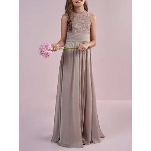 Tube / kolonne Gulvlang Høj halset Chiffon Sommer Junior brudepige kjoler og kjoler Med Ruche Åben ryg Børn bryllupsgæstekjole 4-16 år
Tube / kolonne Gulvlang Høj halset Chiffon Sommer Junior brudepige kjoler og kjoler Med Ruche Åben ryg Børn bryllupsgæstekjole 4-16 år