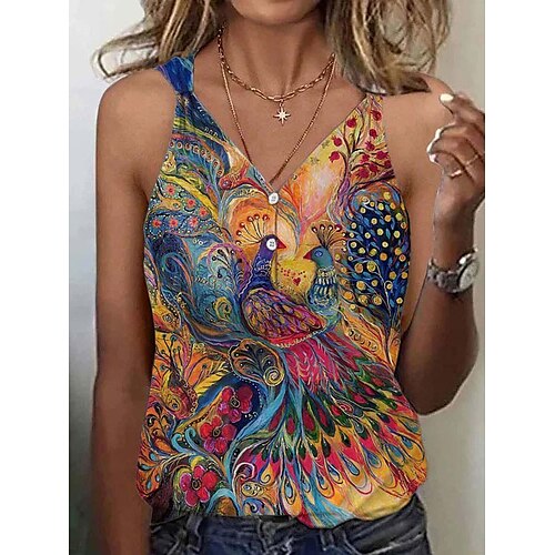 Women's Tank Top Black Yellow Red Floral Tie Dye Button Print Sleeveless Casual Basic V Neck Regular S
Women's Tank Top Black Yellow Red Floral Tie Dye Button Print Sleeveless Casual Basic V Neck Regular S