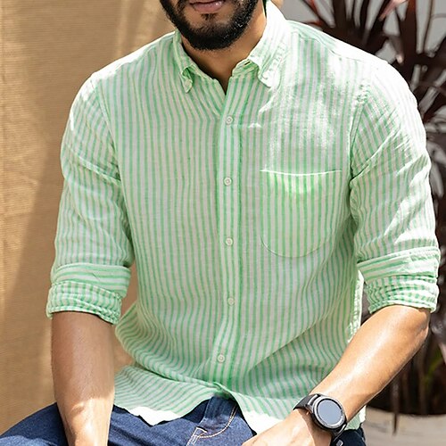 Per uomo camicia di lino Camicia Camicia estiva Maglietta informale Camicia da spiaggia Verde Manica lunga Strisce Colletto italiano visibile Primavera estate Informale Giornaliero Abbigliamento
Per uomo camicia di lino Camicia Camicia estiva Maglietta informale Camicia da spiaggia Verde Manica lunga Strisce Colletto italiano visibile Primavera estate Informale Giornaliero Abbigliamento