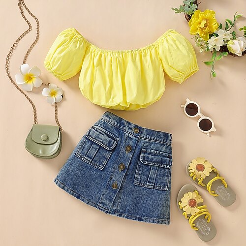 2 deler Barn Jente Helfarge Løse skuldre Dress dresser Sett Kortermet Tropisk Formell 3-7 år Sommer Gul
2 deler Barn Jente Helfarge Løse skuldre Dress dresser Sett Kortermet Tropisk Formell 3-7 år Sommer Gul