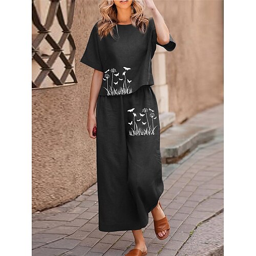 Dame Pyjamas Pyjamas top og bukser Sæt Blomst Mode Afslappet Blødt Hjem Daglig Seng Bomuld Åndbart Rund hals Halvlange ærmer T-shirt Bukse Sommer Forår Sort Lysegrøn
Dame Pyjamas Pyjamas top og bukser Sæt Blomst Mode Afslappet Blødt Hjem Daglig Seng Bomuld Åndbart Rund hals Halvlange ærmer T-shirt Bukse Sommer Forår Sort Lysegrøn