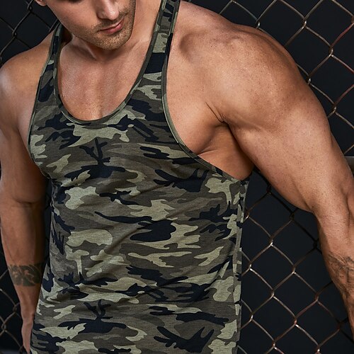 Herre Tanktop Vest Top Underskorte Racerback tanktoppe Ærmeløs skjorte camouflage U-hals Sport & Udendørs Ferierejse Uden ærmer Trykt mønster Tøj Mode Daglig Sport
Herre Tanktop Vest Top Underskorte Racerback tanktoppe Ærmeløs skjorte camouflage U-hals Sport & Udendørs Ferierejse Uden ærmer Trykt mønster Tøj Mode Daglig Sport
