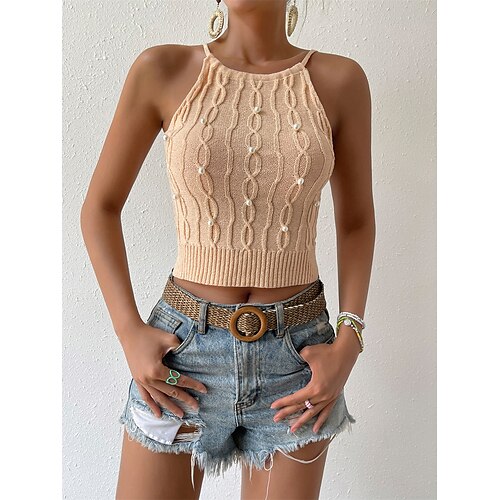 Damen Pullunder Strickwaren Gedrehtes Stricken Cropped Glasperlen Feste Farbe Gurt Stilvoll Weich Heim Festtage Sommer Frühling Schwarz Rosa Khaki S
Damen Pullunder Strickwaren Gedrehtes Stricken Cropped Glasperlen Feste Farbe Gurt Stilvoll Weich Heim Festtage Sommer Frühling Schwarz Rosa Khaki S