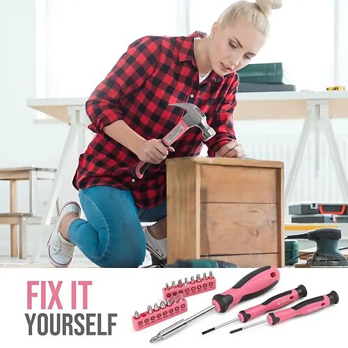 Juego de herramientas rosa de 67 piezas, kit de herramientas para bricolaje, necesidades de 12,6 pulgadas x 8,3 pulgadas para la decoración y el mantenimiento diarios, como un regalo creativo para
Juego de herramientas rosa de 67 piezas, kit de herramientas para bricolaje, necesidades de 12,6 pulgadas x 8,3 pulgadas para la decoración y el mantenimiento diarios, como un regalo creativo para