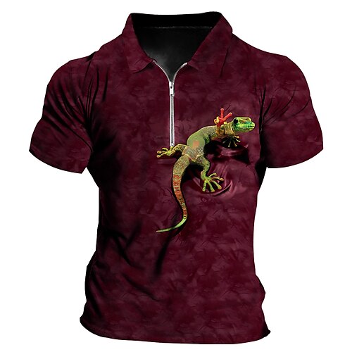 Herre Zip Polo POLO T-skjorte Golf skjorte Dyr Grafiske trykk Øgle Aftæpning Vin Blå utendørs Gate Kort Erme Glidelås Trykt mønster Klær Mote Designer Fritid Pustende
Herre Zip Polo POLO T-skjorte Golf skjorte Dyr Grafiske trykk Øgle Aftæpning Vin Blå utendørs Gate Kort Erme Glidelås Trykt mønster Klær Mote Designer Fritid Pustende