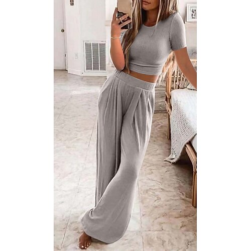 Per donna loungewear Completi Colore puro Di tendenza Semplice Comoda Interni Giornaliero Da mare Poliestere Traspirante Girocollo Manica corta Pantalone Vita elastica Estate Primavera Nero Rosa
Per donna loungewear Completi Colore puro Di tendenza Semplice Comoda Interni Giornaliero Da mare Poliestere Traspirante Girocollo Manica corta Pantalone Vita elastica Estate Primavera Nero Rosa