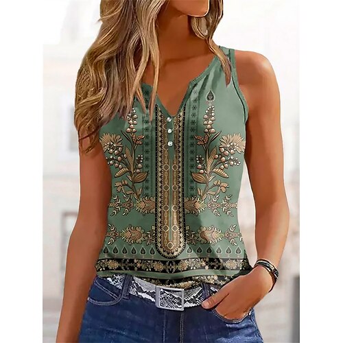 Débardeur Femme Blanche Vert Bleu clair Floral Imprimer Sans Manches Casual Vêtement de rue Col V Normal Standard Fleur S
Débardeur Femme Blanche Vert Bleu clair Floral Imprimer Sans Manches Casual Vêtement de rue Col V Normal Standard Fleur S