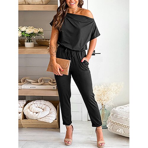 Combinaison Femme Poche Taille haute Couleur unie Col Ras du Cou Entreprise Bureau Travail Standard Manche Courte Noir S Eté
Combinaison Femme Poche Taille haute Couleur unie Col Ras du Cou Entreprise Bureau Travail Standard Manche Courte Noir S Eté