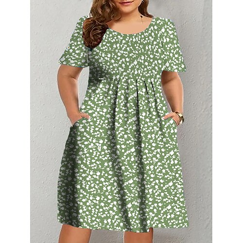 Dame Plusstørrelser Hverdagskjole A Linje Kjole Blomster kjole Blomstret Midikjole Kortærmet Krøllede Folder Lomme Rund hals Mode udendørs Grøn Sommer Forår L XL XXL 3XL 4XL
Dame Plusstørrelser Hverdagskjole A Linje Kjole Blomster kjole Blomstret Midikjole Kortærmet Krøllede Folder Lomme Rund hals Mode udendørs Grøn Sommer Forår L XL XXL 3XL 4XL