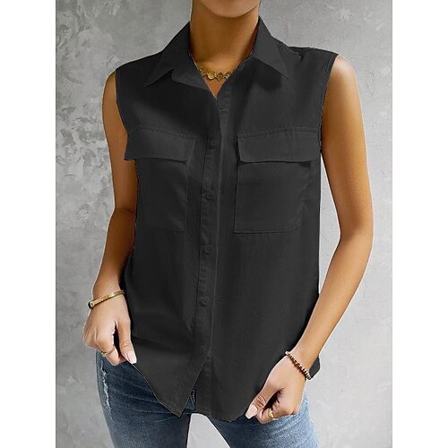 Débardeur Femme Noir Blanche Bleu Ciel Plein Poche Sans Manches du quotidien Fin de semaine basique Col de Chemise Normal Standard S
Débardeur Femme Noir Blanche Bleu Ciel Plein Poche Sans Manches du quotidien Fin de semaine basique Col de Chemise Normal Standard S