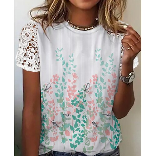 T shirt Tee Femme Vert Claire Rose Claire Vert Floral Dentelle Imprimer Manche Courte Vacances Fin de semaine basique Col Rond Normal Standard Fleur Peinture S
T shirt Tee Femme Vert Claire Rose Claire Vert Floral Dentelle Imprimer Manche Courte Vacances Fin de semaine basique Col Rond Normal Standard Fleur Peinture S