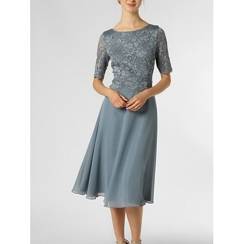 A-linje Kjole til brudens mor Elegant Petit Scoop hals Knælang Chiffon Halvlange ærmer med Plissé Helfarve 2023
A-linje Kjole til brudens mor Elegant Petit Scoop hals Knælang Chiffon Halvlange ærmer med Plissé Helfarve 2023