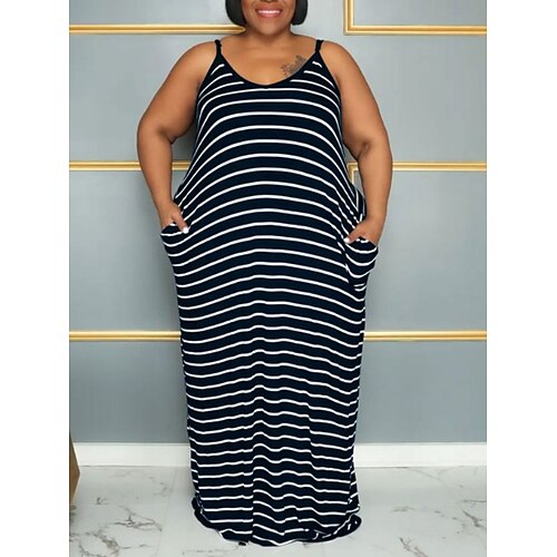 Dame Plusstørrelser Hverdagskjole Slip kjole Stribe Lang kjole Maxikjole Uden ærmer Lomme Spaghettistropper Basale Daglig Sort Vin Sommer Forår XL XXL 3XL 4XL 5XL
Dame Plusstørrelser Hverdagskjole Slip kjole Stribe Lang kjole Maxikjole Uden ærmer Lomme Spaghettistropper Basale Daglig Sort Vin Sommer Forår XL XXL 3XL 4XL 5XL