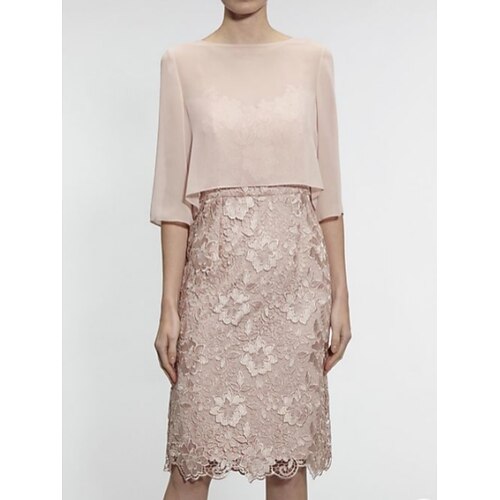 Todelt Kjole til brudens mor Bryllupsgæst Enkel Sød Scoop hals Knælang Chiffon Blondelukning Halvlange ærmer med Helfarve 2023
Todelt Kjole til brudens mor Bryllupsgæst Enkel Sød Scoop hals Knælang Chiffon Blondelukning Halvlange ærmer med Helfarve 2023