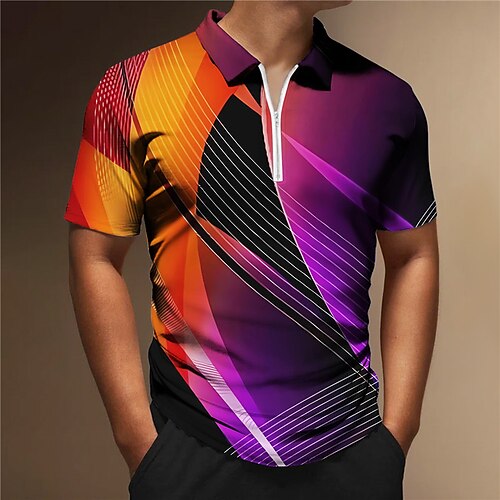 Herre Zip Polo Lapel Polo POLO T-skjorte Golf skjorte Gradert Grafiske trykk Lineær Aftæpning Lilla Oransje utendørs Gate Kort Erme Glidelås Trykt mønster Klær Mote Designer Fritid Pustende
Herre Zip Polo Lapel Polo POLO T-skjorte Golf skjorte Gradert Grafiske trykk Lineær Aftæpning Lilla Oransje utendørs Gate Kort Erme Glidelås Trykt mønster Klær Mote Designer Fritid Pustende
