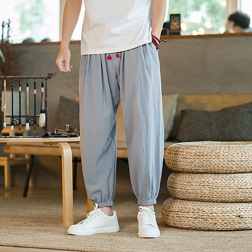 Per uomo Pareggiatore Pantaloni di lino Pantaloni Pantaloni estivi Tasche A cordoncino Vita elastica Tinta unica Comfort Traspirante Alla caviglia Sportivo Giornaliero Misto cotone e lino Informale
Per uomo Pareggiatore Pantaloni di lino Pantaloni Pantaloni estivi Tasche A cordoncino Vita elastica Tinta unica Comfort Traspirante Alla caviglia Sportivo Giornaliero Misto cotone e lino Informale