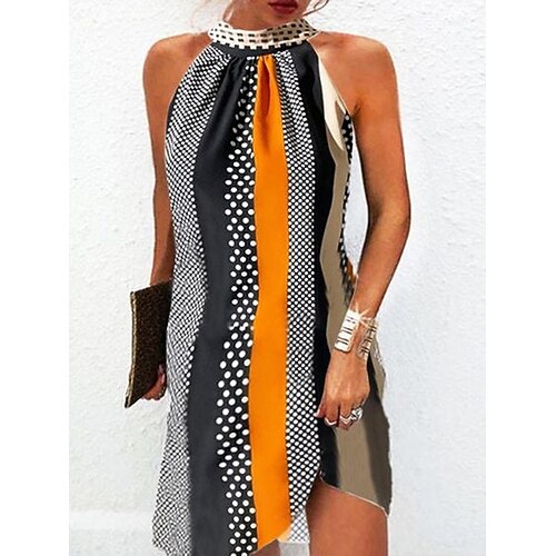Dame Uformell kjole Sommerkjole Halter Neck kjole Polkadotter Fargeblokk Trykt mønster Grime Mini kjole Mote Moderne utendørs Gate Ermeløs Normal Oransje Sommer Vår S M L XL XXL
Dame Uformell kjole Sommerkjole Halter Neck kjole Polkadotter Fargeblokk Trykt mønster Grime Mini kjole Mote Moderne utendørs Gate Ermeløs Normal Oransje Sommer Vår S M L XL XXL
