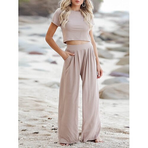 Per donna loungewear Completi Colore puro Di tendenza Semplice Comoda Strada Giornaliero Da mare Poliestere Traspirante Girocollo Manica corta Pantalone Vita elastica Estate Primavera Nero Blu
Per donna loungewear Completi Colore puro Di tendenza Semplice Comoda Strada Giornaliero Da mare Poliestere Traspirante Girocollo Manica corta Pantalone Vita elastica Estate Primavera Nero Blu