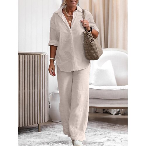 Dame Plusstørrelser Loungewear Sæt Ren farve Basale Afslappet Komfort Hjem Gade Daglig Bomuld Åndbart Knaphul Langærmet Skjorte Bukse Knap Sommer Forår Lyserød Blå
Dame Plusstørrelser Loungewear Sæt Ren farve Basale Afslappet Komfort Hjem Gade Daglig Bomuld Åndbart Knaphul Langærmet Skjorte Bukse Knap Sommer Forår Lyserød Blå