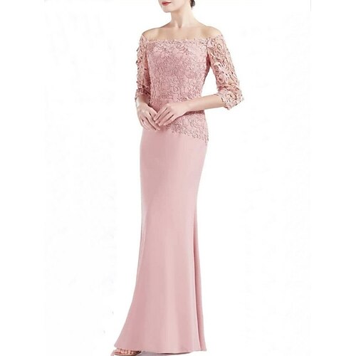 Tube / kolonne Kjole til brudens mor Bryllupsgæst Fest Sød Skulderfri Gulvlang Chiffon Blondelukning 3/4-ærmer med Helfarve 2023
Tube / kolonne Kjole til brudens mor Bryllupsgæst Fest Sød Skulderfri Gulvlang Chiffon Blondelukning 3/4-ærmer med Helfarve 2023