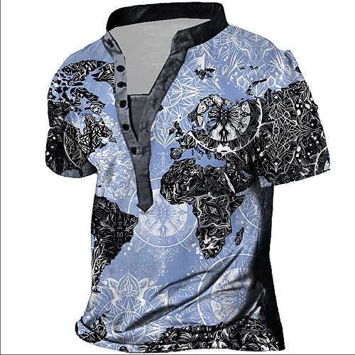 Per uomo Camicia Henley Pop art Mappa Colletto alla coreana Abbigliamento Stampa 3D Esterno Giornaliero Manica corta Pulsante Stampa Di tendenza Originale Essenziale
Per uomo Camicia Henley Pop art Mappa Colletto alla coreana Abbigliamento Stampa 3D Esterno Giornaliero Manica corta Pulsante Stampa Di tendenza Originale Essenziale