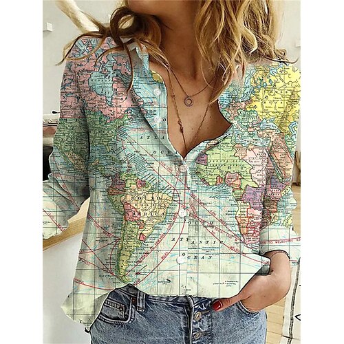 Women's Shirt Blouse Blue Green Graphic Button Print Long Sleeve Casual Basic Shirt Collar Regular S
Women's Shirt Blouse Blue Green Graphic Button Print Long Sleeve Casual Basic Shirt Collar Regular S