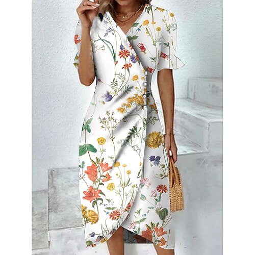 Dame Afslappet påklædning Sommerkjole Print kjole Blomstret Knap Trykt mønster V-hals Midikjole Mode Elegant udendørs Daglig Kortærmet Løstsiddende Hvid Sommer Forår S M L XL XXL
Dame Afslappet påklædning Sommerkjole Print kjole Blomstret Knap Trykt mønster V-hals Midikjole Mode Elegant udendørs Daglig Kortærmet Løstsiddende Hvid Sommer Forår S M L XL XXL
