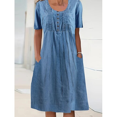 Dame Denimkjoler Uformell kjole Midikjole Denimstoff Grunnleggende Moderne utendørs Daglig Feriereise Crew-hals Knapp Lomme Kortermet Sommer Vår 2023 Løstsittende Blå عادي S M L XL 2XL
Dame Denimkjoler Uformell kjole Midikjole Denimstoff Grunnleggende Moderne utendørs Daglig Feriereise Crew-hals Knapp Lomme Kortermet Sommer Vår 2023 Løstsittende Blå عادي S M L XL 2XL