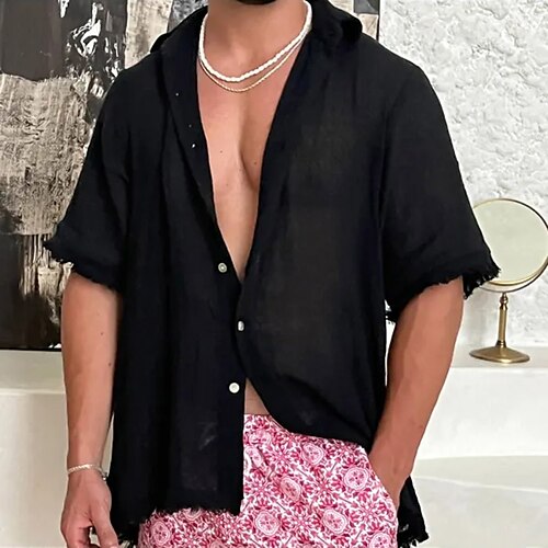 Per uomo camicia di lino Camicia Camicia estiva Camicia da spiaggia Nero Manica corta Liscio Bavero Primavera estate Hawaiano Per eventi Abbigliamento Di base
Per uomo camicia di lino Camicia Camicia estiva Camicia da spiaggia Nero Manica corta Liscio Bavero Primavera estate Hawaiano Per eventi Abbigliamento Di base