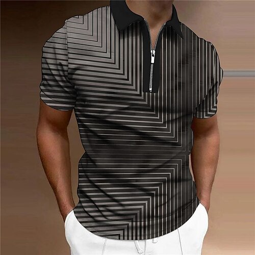 Herre Zip Polo POLO T-skjorte Golf skjorte Grafiske trykk Geometri Aftæpning Svart Grå utendørs Gate Kort Erme Glidelås Trykt mønster Klær Mote Designer Fritid Pustende
Herre Zip Polo POLO T-skjorte Golf skjorte Grafiske trykk Geometri Aftæpning Svart Grå utendørs Gate Kort Erme Glidelås Trykt mønster Klær Mote Designer Fritid Pustende