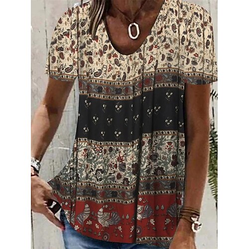 T shirt Tee Femme Rouge Bleu Fuchsia Floral Géométrique Imprimer Manche Courte du quotidien Fin de semaine basique Col V Normal Standard Géométrique Peinture S
T shirt Tee Femme Rouge Bleu Fuchsia Floral Géométrique Imprimer Manche Courte du quotidien Fin de semaine basique Col V Normal Standard Géométrique Peinture S