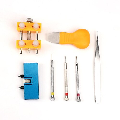 Kit di strumenti di riparazione per orologiai professionali da 7 pezzi, dispositivo di rimozione della copertura posteriore del coltello apri orologio per strumento di riparazione dell'orologio per il cambio della batteria
Kit di strumenti di riparazione per orologiai professionali da 7 pezzi, dispositivo di rimozione della copertura posteriore del coltello apri orologio per strumento di riparazione dell'orologio per il cambio della batteria
