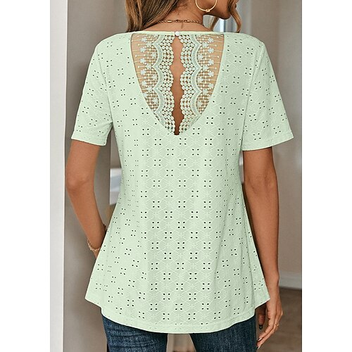 Women's Shirt Blouse Light Green Plain Lace Cut Out Short Sleeve Casual Basic V Neck Regular S
Women's Shirt Blouse Light Green Plain Lace Cut Out Short Sleeve Casual Basic V Neck Regular S