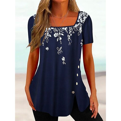 Mujer Camiseta Negro Azul Piscina Verde Trébol Floral Estampado Manga Corta Casual Festivos Básico Escote Cuadrado Regular Flor S
Mujer Camiseta Negro Azul Piscina Verde Trébol Floral Estampado Manga Corta Casual Festivos Básico Escote Cuadrado Regular Flor S