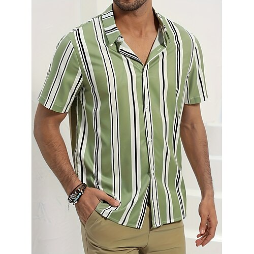 Herre Skjorte Button Up skjorte Sommer skjorte Casual skjorte Grøn Kortærmet Stribe Knaphul Daglig Ferierejse Tøj Mode Afslappet Bekvem
Herre Skjorte Button Up skjorte Sommer skjorte Casual skjorte Grøn Kortærmet Stribe Knaphul Daglig Ferierejse Tøj Mode Afslappet Bekvem