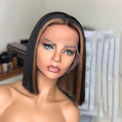 Ubearbeidet jomfruhår 13x4 blonder foran Parykk Kort bob Brasiliansk hår Silke Rett Flerfarvet Parykk 130% 150% Hair Tetthet med baby hår Hår med highlights 100% Jomfru limfrie Pre-Plucked Til
Ubearbeidet jomfruhår 13x4 blonder foran Parykk Kort bob Brasiliansk hår Silke Rett Flerfarvet Parykk 130% 150% Hair Tetthet med baby hår Hår med highlights 100% Jomfru limfrie Pre-Plucked Til
