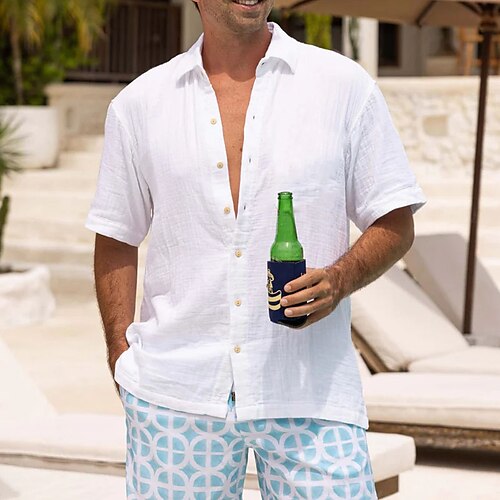Men's Linen Shirt Button Up Shirt Summer Shirt Casual Shirt Beach Shirt White Short Sleeve Plain Tab Collar Summer Casual Daily Clothing Apparel Pocket
Men's Linen Shirt Button Up Shirt Summer Shirt Casual Shirt Beach Shirt White Short Sleeve Plain Tab Collar Summer Casual Daily Clothing Apparel Pocket