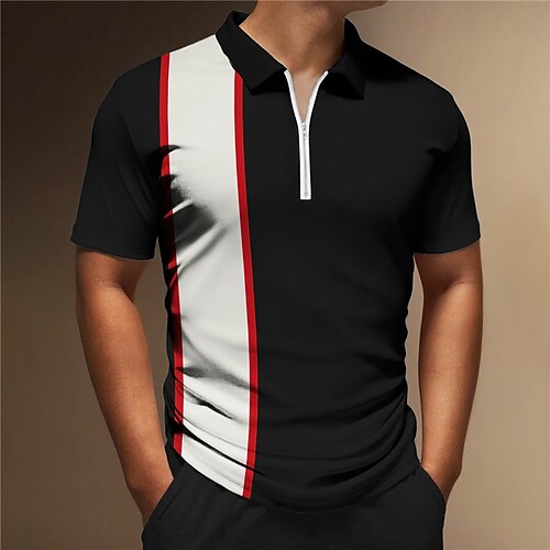 Herre Zip Polo POLO Trøje Golftrøje Stribet Grafiske tryk Geometri Aftæpning Rød Blå udendørs Gade Kort Ærme Lynlås Trykt mønster Tøj Mode Designer Afslappet Åndbart
Herre Zip Polo POLO Trøje Golftrøje Stribet Grafiske tryk Geometri Aftæpning Rød Blå udendørs Gade Kort Ærme Lynlås Trykt mønster Tøj Mode Designer Afslappet Åndbart