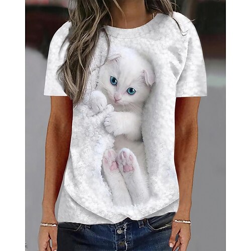 T shirt Tee Femme Blanche Rose Claire Bleu Chat 3D Imprimer Manche Courte du quotidien Fin de semaine basique Col Rond Normal Standard Chat 3D Peinture S
T shirt Tee Femme Blanche Rose Claire Bleu Chat 3D Imprimer Manche Courte du quotidien Fin de semaine basique Col Rond Normal Standard Chat 3D Peinture S