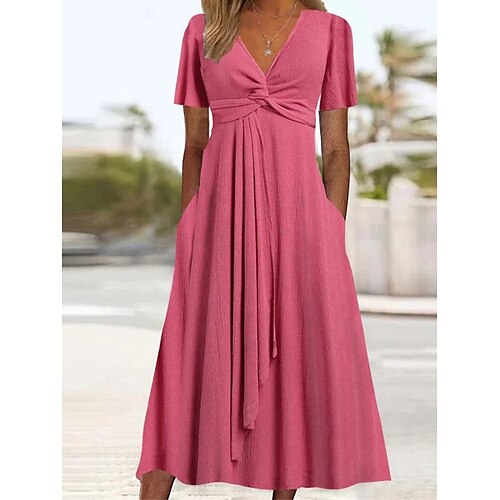 Dame Uformell kjole Sommerkjole Vanlig kjole عادي Lomme Knut foran V-hals Midikjole Mote Moderne utendørs Gate Kortermet Normal Rosa Sommer Vår S M L XL XXL
Dame Uformell kjole Sommerkjole Vanlig kjole عادي Lomme Knut foran V-hals Midikjole Mote Moderne utendørs Gate Kortermet Normal Rosa Sommer Vår S M L XL XXL