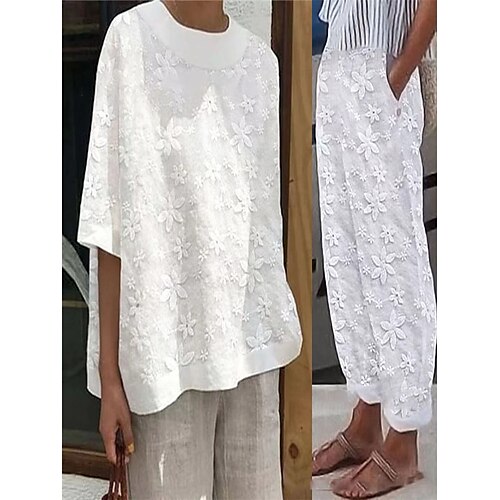 Dame Loungewear Sæt Enkel Varm Afslappet Hjem Daglig Ferierejse Polyester Sommer Forår Hvid
Dame Loungewear Sæt Enkel Varm Afslappet Hjem Daglig Ferierejse Polyester Sommer Forår Hvid