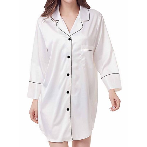 Dame Pyjamas Soveskjorte Ren farge Enkel Fritid Myk Hjem Daglig Seng Sateng Pustende Knaphul Langermet Knapp Sommer Vår Svart Hvit
Dame Pyjamas Soveskjorte Ren farge Enkel Fritid Myk Hjem Daglig Seng Sateng Pustende Knaphul Langermet Knapp Sommer Vår Svart Hvit