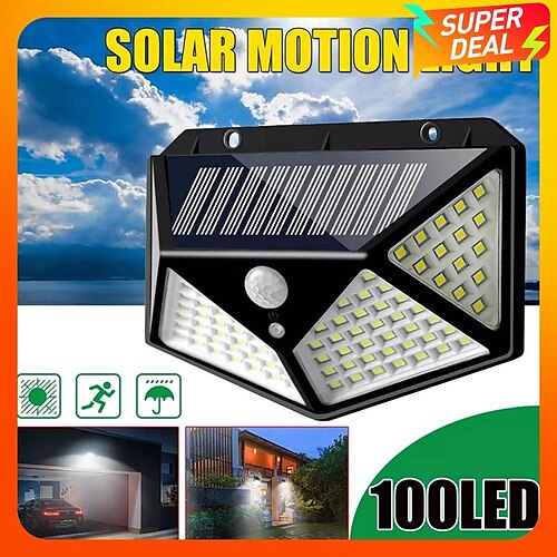 

Solar Wall Lights Outdoor 100LEDs 3 Modes 270 Lighting Angle Solar Motion Sensor Outdoor Lamp IP65 Waterproof Light Control Solar Wall Lamp Suitable for Garage Fence Deck Courtyard