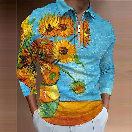 Herre Zip Polo Revers polo POLO Trøje Golftrøje Solsikke Grafiske tryk Oliemaleri Aftæpning Blå udendørs Gade Langærmet Lynlås Trykt mønster Tøj Mode Gade Designer Blødt
Herre Zip Polo Revers polo POLO Trøje Golftrøje Solsikke Grafiske tryk Oliemaleri Aftæpning Blå udendørs Gade Langærmet Lynlås Trykt mønster Tøj Mode Gade Designer Blødt