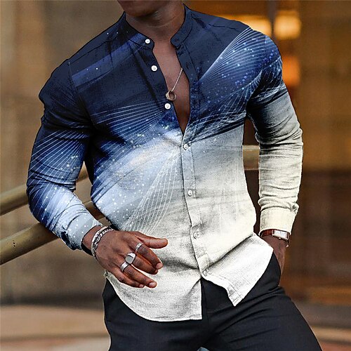 Men's Shirt Linen Shirt Gradient Graphic Prints Linear Stand Collar Blue Purple Brown Green Gray Outdoor Street Long Sleeve Print Clothing Apparel Linen Fashion Streetwear Designer Casual
Men's Shirt Linen Shirt Gradient Graphic Prints Linear Stand Collar Blue Purple Brown Green Gray Outdoor Street Long Sleeve Print Clothing Apparel Linen Fashion Streetwear Designer Casual
