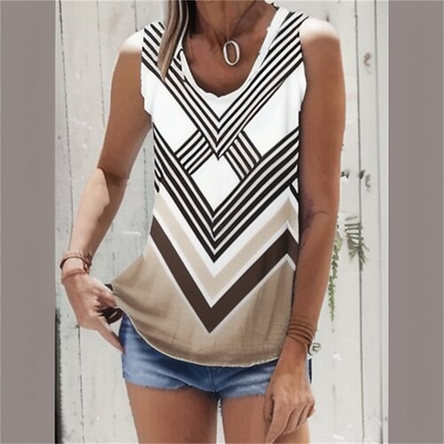 Damen Tank Top Weiß Braun Khaki Geometrisch Bedruckt Ärmellos Casual Basic V Ausschnitt Standard Geometrisch S
Damen Tank Top Weiß Braun Khaki Geometrisch Bedruckt Ärmellos Casual Basic V Ausschnitt Standard Geometrisch S